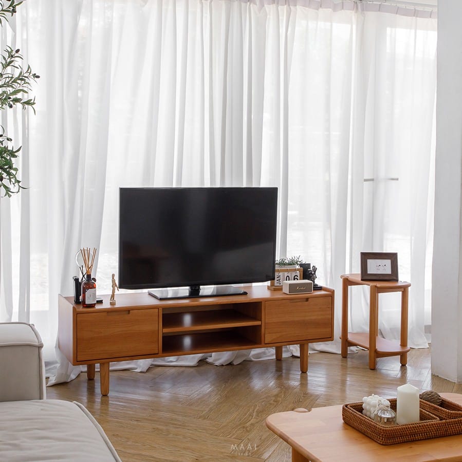 ชั้นวางทีวีไม้ยางพารา MAAI DESIGN รุ่น SAIDO M สีโอ๊ค_11